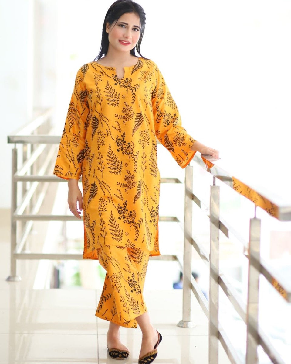 Floral Leaf Print 2-Pcs