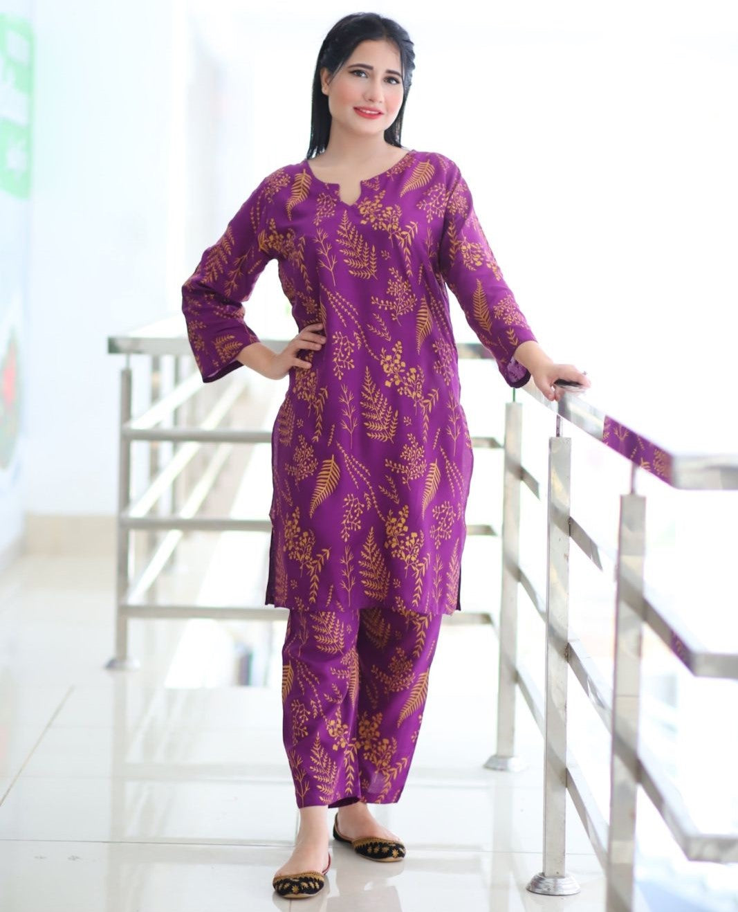 Floral Leaf Print 2-Pcs